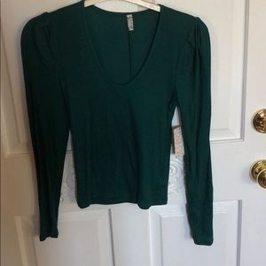 SALE!!! Free People Puff Sleeve Top Small Green